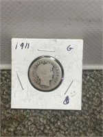 1911 liberty silver dime US coin