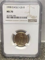 1998 Gold  Eagle ten dollar US coin 1/4oz gold NGC