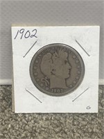 1902 Barber silver half dollar US coin