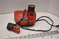 Milwaukee Battery Charger and 2 Batteries