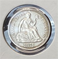1871 Seated Liberty Half Dime (MS60)