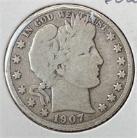 1907-O Barber Half Dollar (VF30)