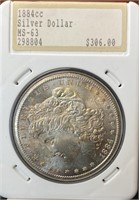 1884-CC Morgan Silver Dollar, Toned (MS63PL)