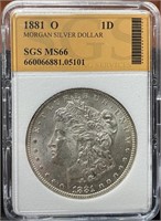 1881-O Morgan Silver Dollar (MS66 SGS)