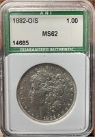 1882-O/S Morgan Silver Dollar (MS62 ANI)