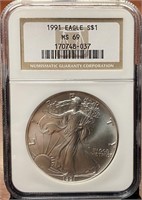 1991 American Silver Eagle (MS69 NGC)