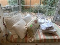 LOT OF PILLOWS/ LINENS (NOT WINDOW SEAT CUSHIONS)