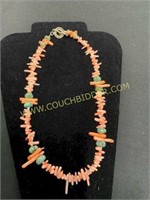 peach coral and turquoise necklace