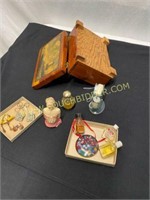 wooden box and contents