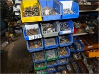 16 Parts Tubs & Stock of Fasteners & Stand