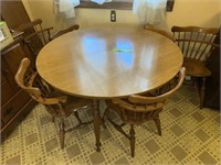 FORMICA TOP MAPLE DINING TABLE (4')  W/ 6 CHAIRS &