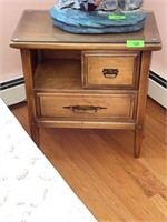 VINTAGE MAPLE NIGHTSTAND W/ GLASS TOP