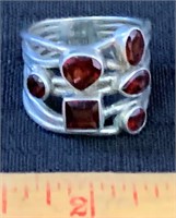 NICE STERLING SILVER RING WITH GEMSTONES