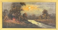 DESIRABLE WILLIAM CHANDLER SIGNED PASTEL W FIRE