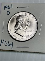 1961 D Franklin Silver Half Dollar
