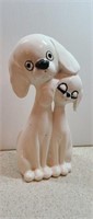 VINTAGE CUDDLY DOGS HAND PAINTED POTTERY
