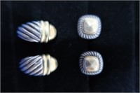 2 Pr. Sterling Earrings w/14K Trim-21g Gross Wt.
