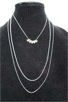 3 Sterling Silver Chains-26",23",16"(16" w/Hearts)