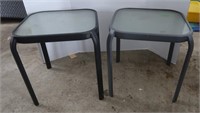 2 Patio Metal Patio Tables w/Tempered Glass-