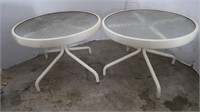 2 Round Metal w/Glass Patio Tables-22"Dia