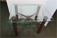 Metal Frame, Glass Top End Table-14"x28"x22"H