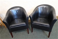 2 Faux Leather Chairs(worn)-26"Dx25"Wx34"H