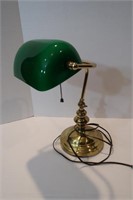 Desk Lamp w/Emerald Glass Shade-18"H
