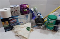 Assorted Cleaning Products-Lysol Wipes, Brush&more