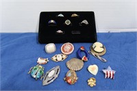 Costume Jewelry Lot - Costume Rings & Pins