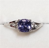 Certified 14K  Tanzanite(0.8ct) Diamond(0.06ct) Ri