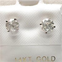Certified 14K Diamond(0.8Ct,I1-I2,G-H) Earrings