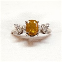 Certified 10K  Natural Yellow Diamond(~0.97ct) Rin