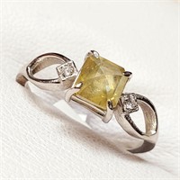 Certified 10K  Natural Yellow Diamond(~1.52ct) Rin