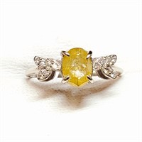 Certified 10K  Rare Yellow Diamond(~1.28ct) Ring