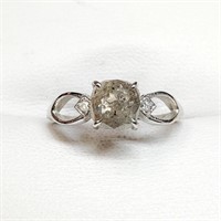 Certified 10K  Rare Grey Diamond(~1.52ct) Ring