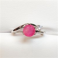 $180 Silver Ruby(0.6ct) CZ Ring