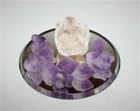 White Egg Geode and Purple Agate Flowers