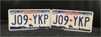 Set Of Matching Texas License Plates