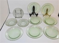 Lot Of Green Depression Glass Plates