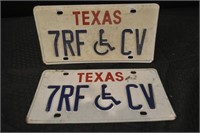Set Of Texas Handicapped License Plates