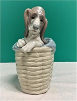 7.5" Lladro Dog in Basket
