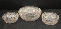 3 Exquisite Cut Crystal Bowls