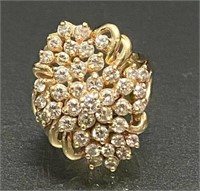 14 Kt Yellow Gold 5 Ct Diamond Cluster Ring