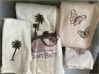 Tote of towels with butterfly and palm tree