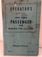 1947 Ford passenger car operators manual models