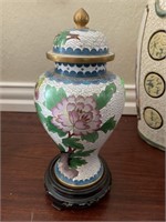 CLOISONNE LIDDED CHINESE ENAMELED JAR