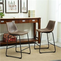 Roundhill Furniture Leather Counter Height Stools