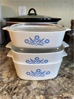 3 Corning Ware Baking Dishes With 2 Lids