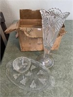 Glass Vase, 4 Snack Sets