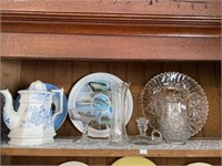 Vase, Tea Pot, Candle Holders, Pressed Glass